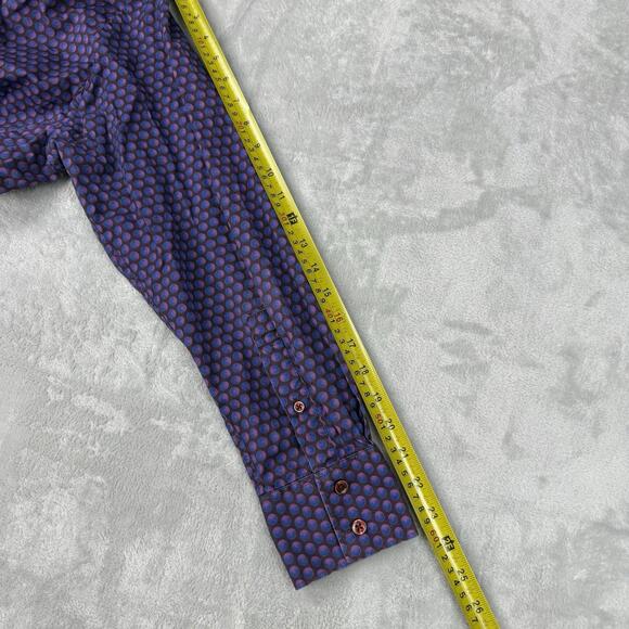 Thomas Pink London Slim Fit Pattern Dress Shirt Purple Men 16/41cm Luxury Design - Picture 9 of 9